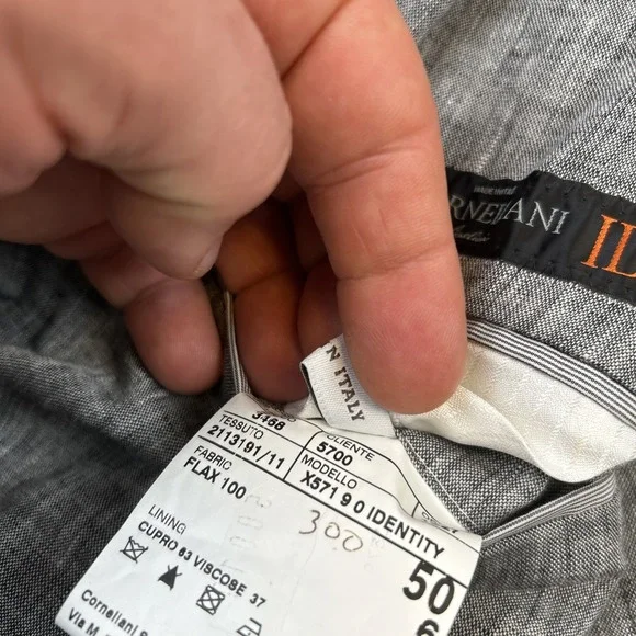 Corneliani ID Lightweight Unstructured 2 Button Blazer Linen Solid Gray 50/ 40R